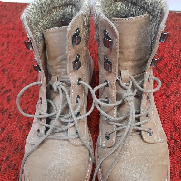 Amore Mia Ranie Ankle Lace Up Women's Boots Sweater Knitted Trim Tan Size 9M - Picture 14 of 15